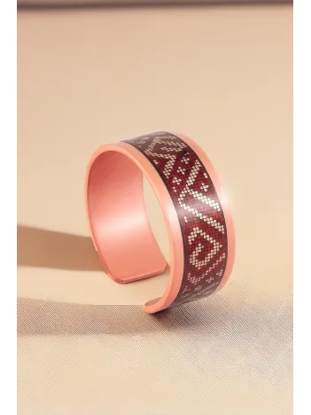 Kadın Bakır Bileklik Yüzük Set - Eva Model Özel Baskı Metal Kutu Ve Kuvars Taşı