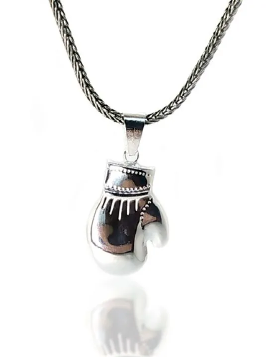 Büyük Boy Boks Eldiveni Gümüş Erkek Kolye Zincir Büyük Boy Boks Eldiveni Gümüş Erkek Kolye Zincir