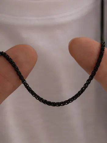 Yuvarlak Kral Model Siyah Çelik Erkek Kolye Zincir 3mm Orta Kalınlıkta