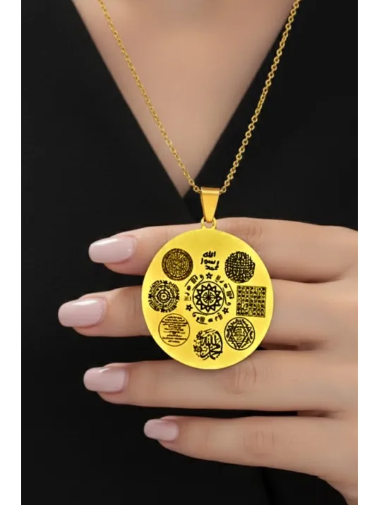 12 Dualı Altın Kaplama Çift Taraflı Koruyucu Zırh Kolyesi Celcelütiye , Nazar Duası , Rufai Gülü 12 Dualı Altın Kaplama Çift Taraflı Koruyucu Zırh Kolyesi Celcelütiye , Nazar Duası , Rufai Gülü