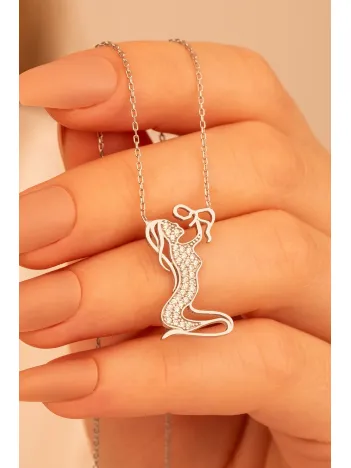 Kadın Gümüş Kolye - Anne Bebek Figürlü Anneler Günü Hediyesi Gümüş Kolye