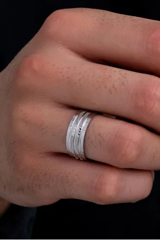 Zeus Model Erkek Gümüş Tek Alyans Yüzük Nişan Söz Yüzükleri