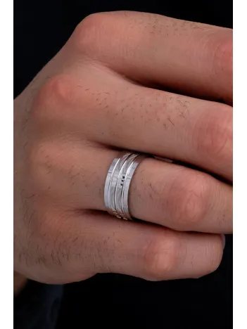 Zeus Model Erkek Gümüş Tek Alyans Yüzük Nişan Söz Yüzükleri