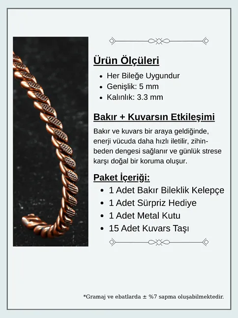 Erkek Bakır Bileklik - Sirayet Bakır Bilezik Metal Kutu Ve Doğal Taşlar