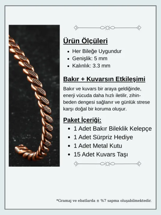 Erkek Bakır Bileklik - Sirayet Bakır Bilezik Metal Kutu Ve Doğal Taşlar