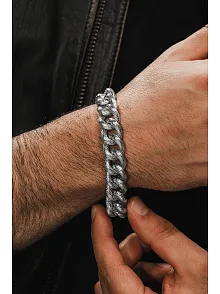 Erkek Çelik Bileklik - Çizgili Kalın Gurmet Model Erkek Bileklik