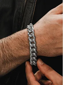 Erkek Çelik Bileklik - Çizgili Kalın Gurmet Model Erkek Bileklik