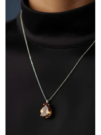 Kadın Gümüş Kolye - Zultanit Taşlı Damla Model Gümüş Kadın Kolye