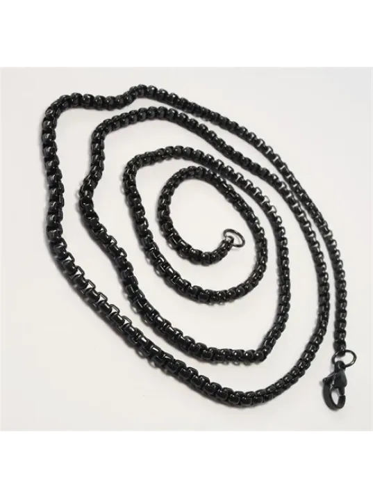 İnce Siyah Polo Model Erkek Çelik Kolye