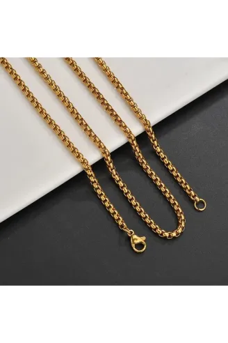 Çelik Erkek Kolye - Altın Kaplama Polo Model Çelik Kolye