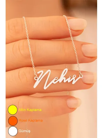 Kadın Gümüş Kolye - Nehir Yazılı 925 Ayar Gümüş Kadın Kolye