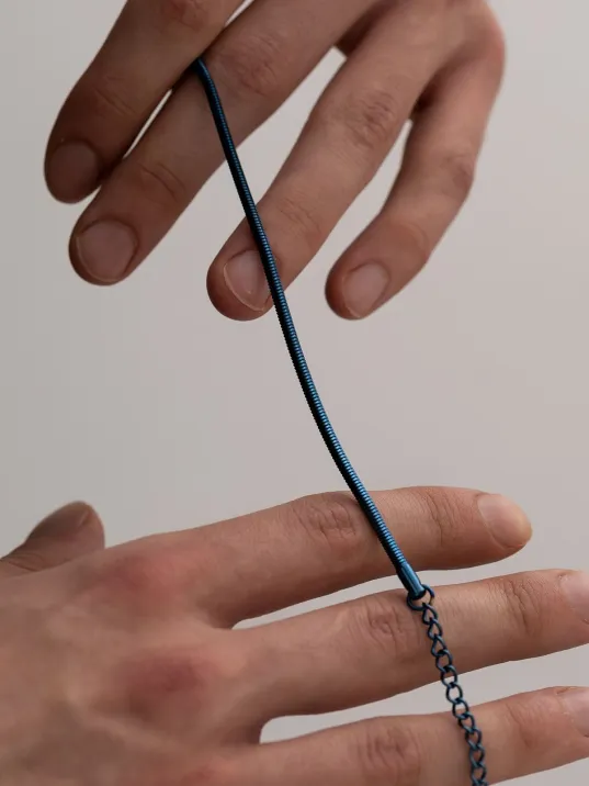 Erkek Çelik Bileklik - Mavi Sarp Model Erkek Bileklik