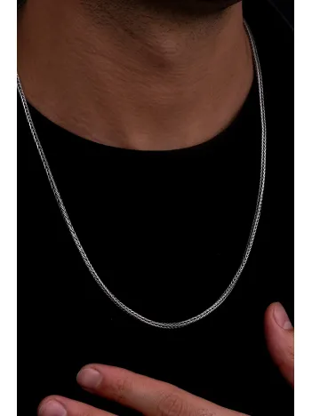 3mm Kalın Tilki Kuyruğu Gümüş Erkek Kolye Zincir 3mm Kalın Tilki Kuyruğu Gümüş Erkek Kolye Zincir