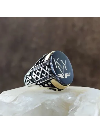 Kişiye Özel Tasarımlı Mineli Ve Mikro Taşlı Erkek Gümüş Yüzük GYZGMSGGUMU