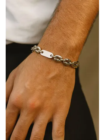 Erkek Çelik Bileklik - Gemici Model Plaka Erkek Çelik Bileklik