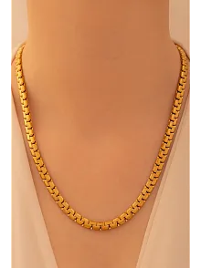 Kadın Çelik Kolye - Altın Kaplama Yassı Ezme Model Çelik kolye