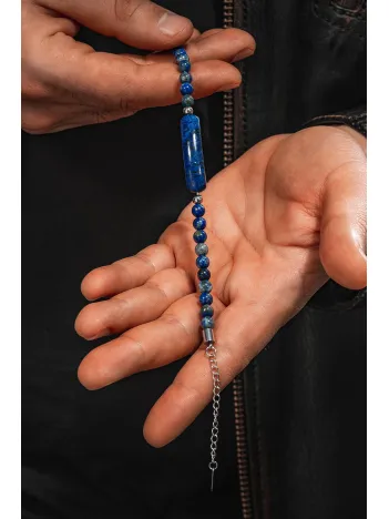 Erkek Kadın Doğal Taş Bileklik - Lapis Doğal taş Çelik Halat Ve Çelik Klipsli Bileklik Erkek Kadın Doğal Taş Bileklik - Lapis Doğal taş Çelik Halat Ve Çelik Klipsli Bileklik