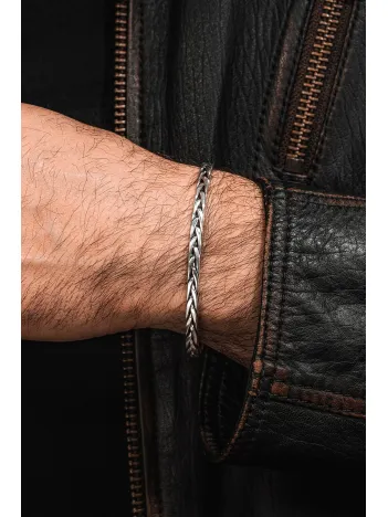 Erkek El Yapımı Blake Model Örgü Gümüş Bileklik Kelepçe Her Bileğe Uyar