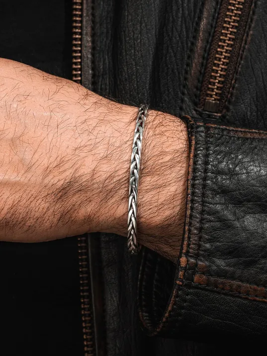 Erkek El Yapımı Blake Model Örgü Gümüş Bileklik Kelepçe Her Bileğe Uyar Erkek El Yapımı Blake Model Örgü Gümüş Bileklik Kelepçe Her Bileğe Uyar