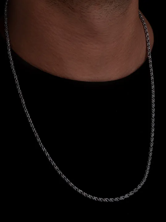 Arnavut Zinciri Erkek Gümüş Kolye Zincir Orta Kalınlıkta Arnavut Zinciri Erkek Gümüş Kolye Zincir Orta Kalınlıkta