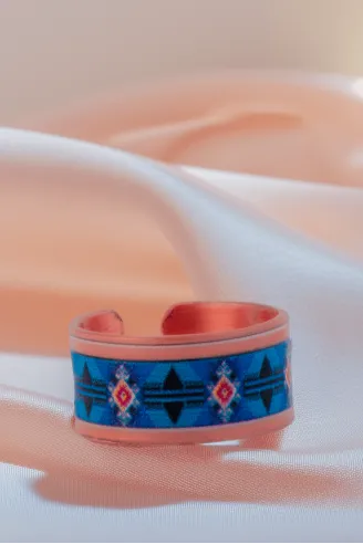 Kadın Bakır Yüzük - Zaira Model Özel Baskı Metal Kutu Ve Kuvars Taşı