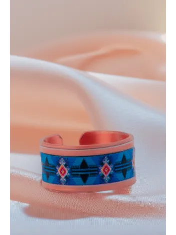 Kadın Bakır Yüzük - Zaira Model Özel Baskı Metal Kutu Ve Kuvars Taşı