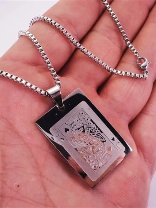 Maça Valesi Paslanmaz Erkek Çelik Kolye Zincir Maça Valesi Paslanmaz Erkek Çelik Kolye Zincir