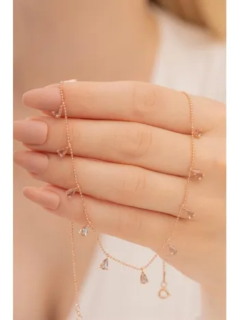 Zultanit Taşlı Rose Kadın Gümüş Kolye GKLTSKLYM2D-ROS