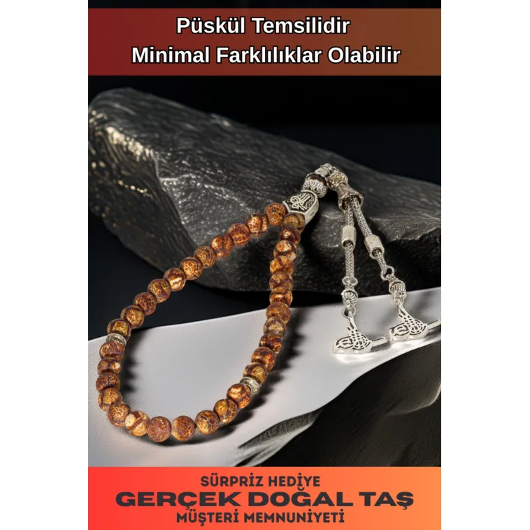 Erkek Doğal Taş Tespih - Doğal Kahverengi Tibet Akiği Taşlı Ortaboy Tesbih Erkek Doğal Taş Tespih - Doğal Kahverengi Tibet Akiği Taşlı Ortaboy Tesbih