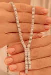 Kadın Gümüş Kolye - Dilruba Baget Taşlı Kare Model Kadın Kolye