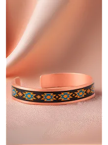 Kadın Bakır Bileklik Yüzük Set - Victoria Model Özel Baskı Metal Kutu Ve Kuvars Taşı