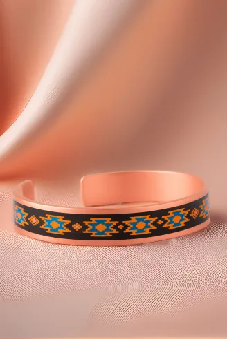 Kadın Bakır Bileklik Yüzük Set - Victoria Model Özel Baskı Metal Kutu Ve Kuvars Taşı