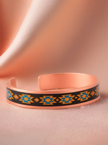 Kadın Bakır Bileklik Yüzük Set - Victoria Model Özel Baskı Metal Kutu Ve Kuvars Taşı