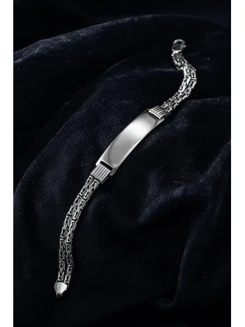 Erkek Gümüş Bileklik - İsim Yazılan 3.5 mm Çift Yuvarlak Kral Zincir Erkek Bileklik