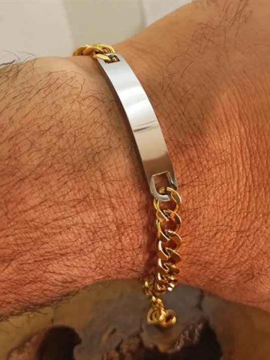 İsim Yazılabilen Çelik Erkek Bileklik Altın Kaplama İnce Kibar CBLGMSISIM1