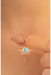 Kadın Gümüş Kolye - Rose Altın Kaplama Renk Mavi Opal Taşlı Kutup Yıldızı Gümüş Kolye