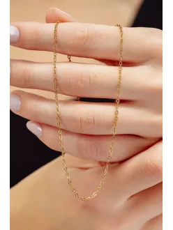 Kadın Çelik Kolye - Altın Kaplama İnce Forse Zincir Model Kadın Kolye