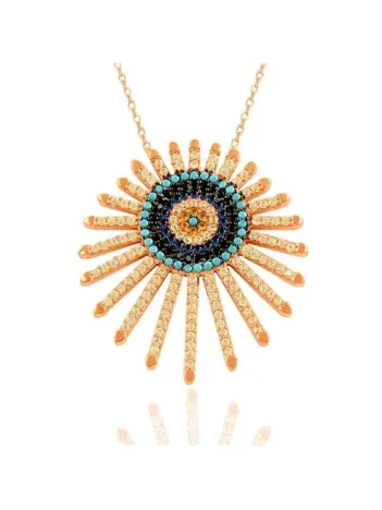 Nazarlıklı Büyük Gözalıcı Bayan Gümüş Kolye