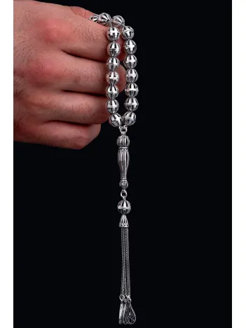 Erkek Gümüş Tespih - Mahfuz Püre Kesim Gümüş Tesbih