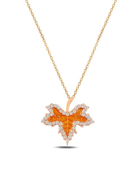 Zirkon Taşlı Rose Renk Kurumuş Yaprak Model Kadın Gümüş Kolye GKLYPRKMDL2-ROS Zirkon Taşlı Rose Renk Kurumuş Yaprak Model Kadın Gümüş Kolye GKLYPRKMDL2-ROS