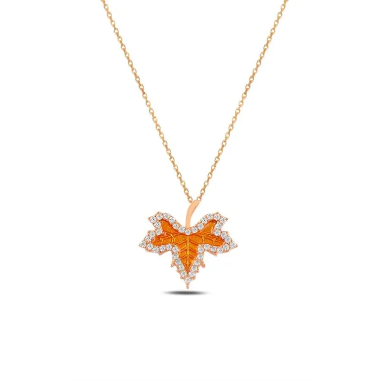 Zirkon Taşlı Rose Renk Kurumuş Yaprak Model Kadın Gümüş Kolye GKLYPRKMDL2-ROS Zirkon Taşlı Rose Renk Kurumuş Yaprak Model Kadın Gümüş Kolye GKLYPRKMDL2-ROS