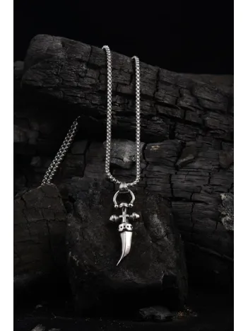 Haç Motifli Kılıç Çelik Erkek Kolye Zincir Cklhcklckl1-gms