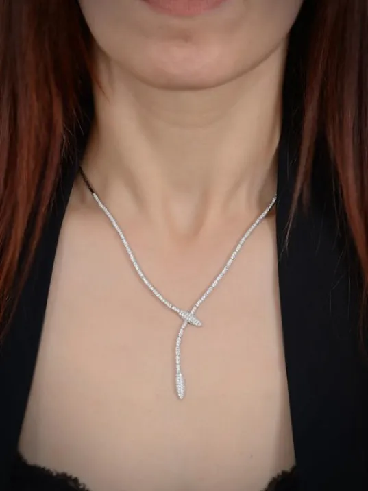 Elika Bayan Zirkon Taşlı Gümüş Su Yolu Set - Kolye, Bileklik, Küpe, Yüzük