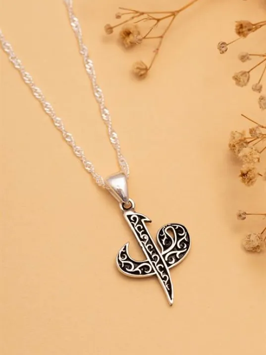Büyük Vav Elif Bayan Gümüş Kolye Büyük Vav Elif Bayan Gümüş Kolye