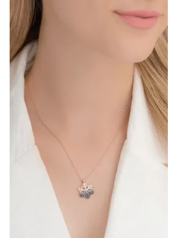 Mix Taşlı Kar Tanesi Model Kadın Gümüş Kolye GKLKRTNSMD1-ROS Mix Taşlı Kar Tanesi Model Kadın Gümüş Kolye GKLKRTNSMD1-ROS