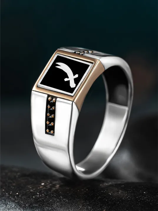 Erkek Gümüş Yüzük - Zülfikar Kılıcı İşlemeli Zirkon Taşlı Erkek Yüzük