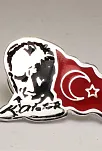 Atatürk İmzalı Siluetli Ve Bayraklı Gümüş Rozet Yaka İğnesi Mineli Model Atatürk İmzalı Siluetli Ve Bayraklı Gümüş Rozet Yaka İğnesi Mineli Model