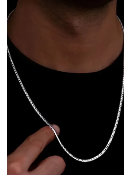 Erkek Gümüş Kolye - İnce İtalyan Bombeli Zincir Gümüş Kolye Erkek Gümüş Kolye - İnce İtalyan Bombeli Zincir Gümüş Kolye