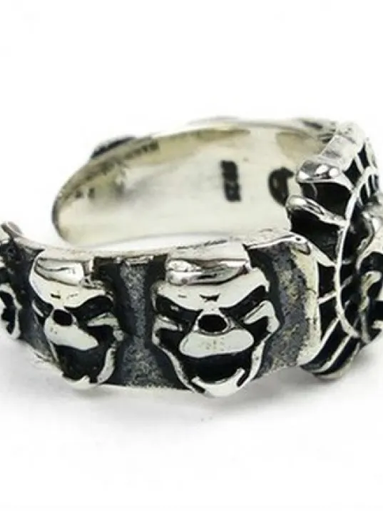 Gotik Kurukafa Skull Gümüş Erkek Yüzüğü