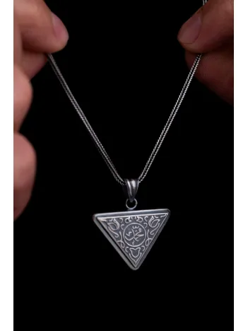 Muhammed Yazılı İçerisinde Cevşen Bulunan Gümüş Muska Erkek Kolye Zincir Muhammed Yazılı İçerisinde Cevşen Bulunan Gümüş Muska Erkek Kolye Zincir